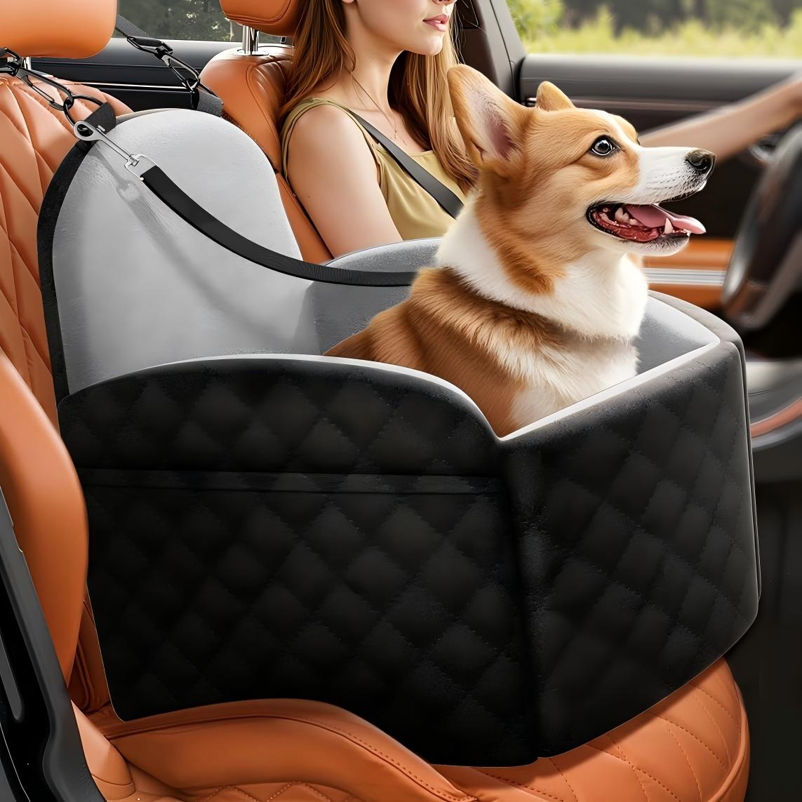 Calming Dog Bed - 小型犬/中型犬/大型犬用ドッグカーシート、メモリーフォームドッグブースターシート（厚いクッションクールマット付き、最大55ポンドまたは2匹の小型犬用）、取り外し可能な洗えるカバー付きトラベルペットカーシート、2本の安全リーシュ付き