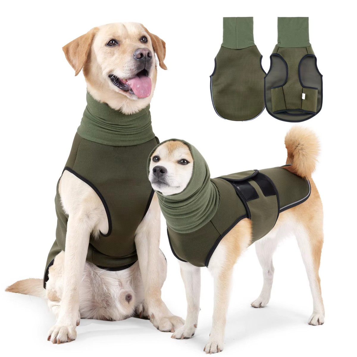 Dog Anxiety Vest - 犬用不安解消ベスト＆コート - ペットを落ち着かせる、雷や花火に強い犬用ジャケット、犬と猫の体と耳のための不安解消ベスト