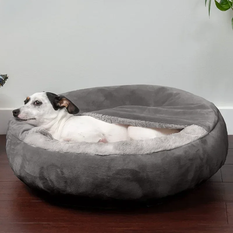 Calming Dog Bed - ペット用の半閉じた犬のキネル,小型で中型のペット用の寝袋,子犬と子猫,冬用のきらびやかなマット,汚れに強いぬいぐるみ