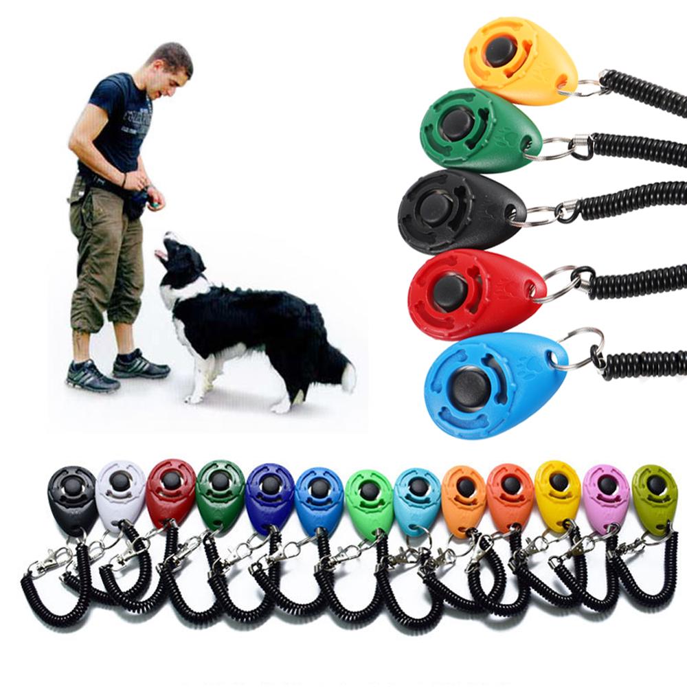 Training Clicker Dog - ペット製品ペット猫犬トレーニングクリッカープラスチック新しい犬クリックトレーナー補助調節可能なリストストラップサウンドキーチェーン犬リペラー