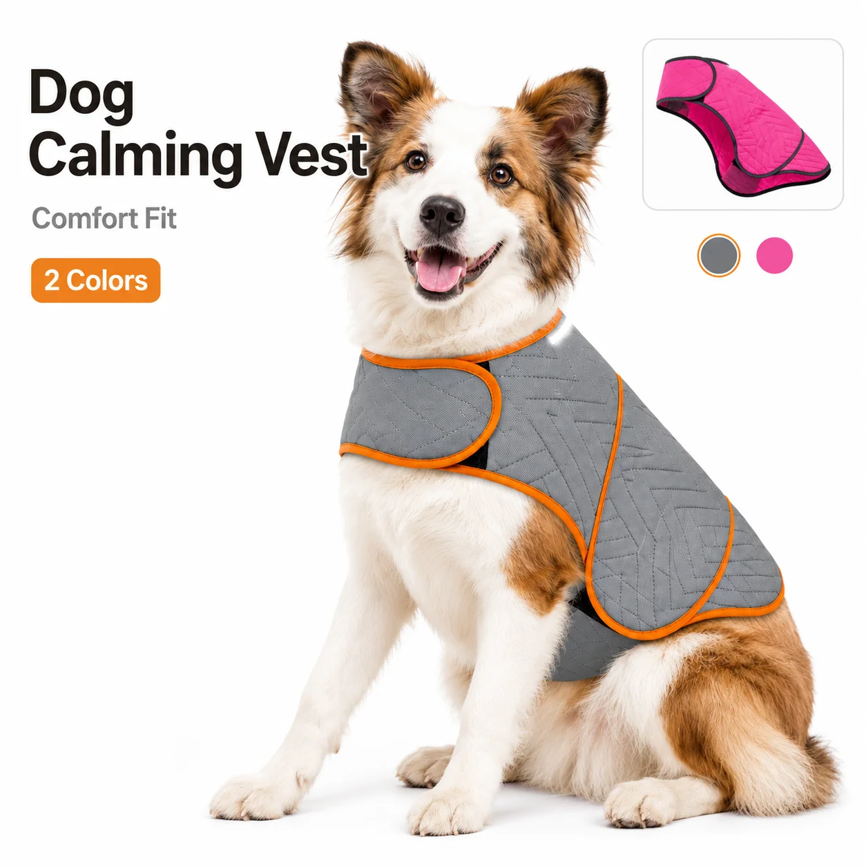 Dog Anxiety Vest - 調節可能な犬用落ち着きベスト、穏やかな圧力で不安を和らげるラップ、雷雨、旅行、分離不安のある小型犬、中型犬、大型犬に最適