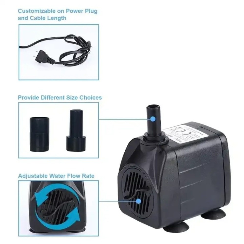 Fish Tank Filter Pump - 黒色水中ポンプ 超静音水槽フィルターポンプ ミニ 吸盤付き 池用噴水ポンプ
