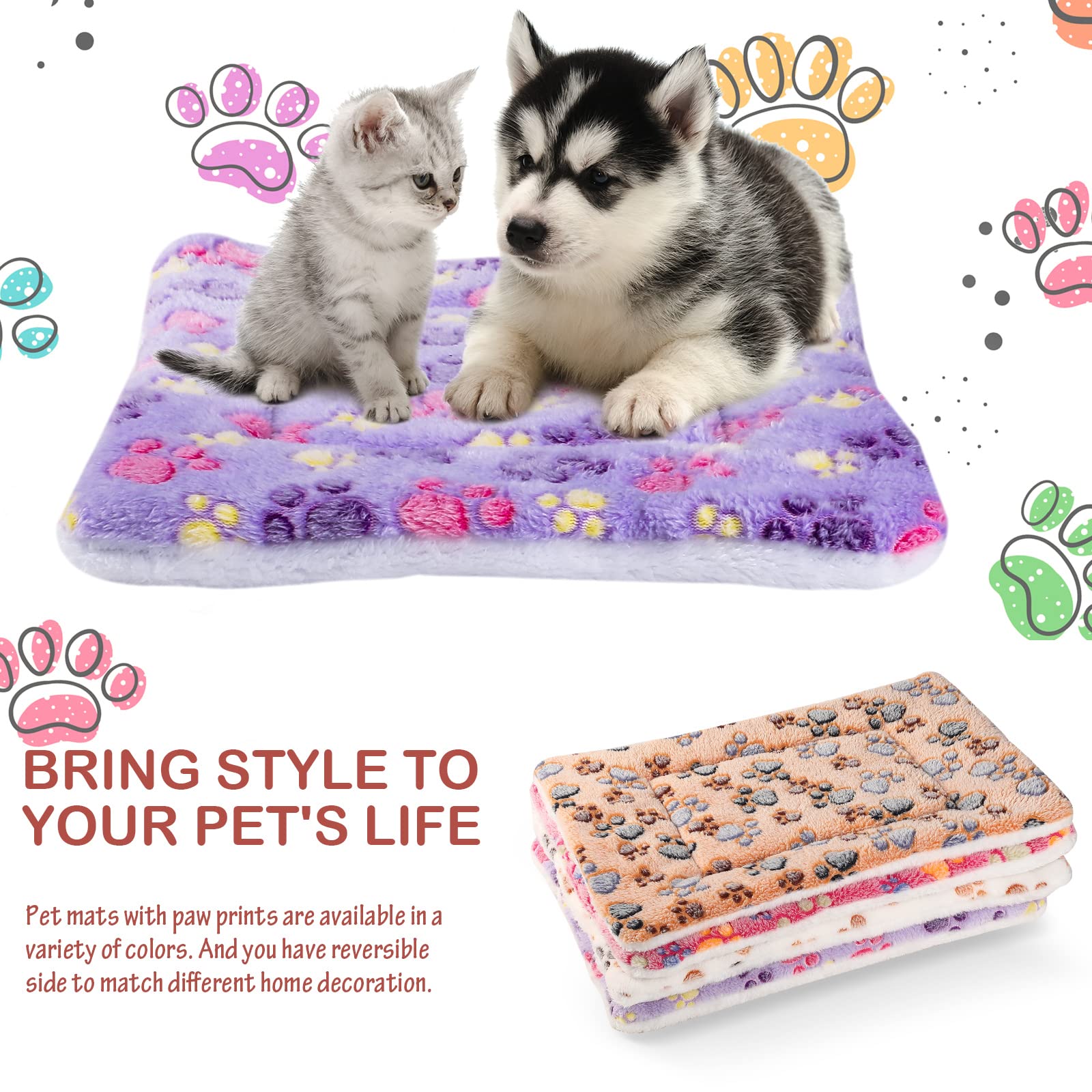 Calming Dog Bed - 厚みのあるフランネルマットペット猫ベッドマット犬ベッド睡眠マットソフト暖かい毛布子犬子猫ベッドペットラグマット小中犬用