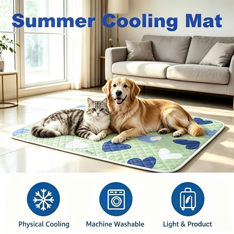Calming Dog Bed - ペット用アイスクールアップグレード特大冷却ドッグマット、冷却・通気性抜群の小型犬・大型犬用パッド、通気性のあるペット用冷感ベッド、犬用品