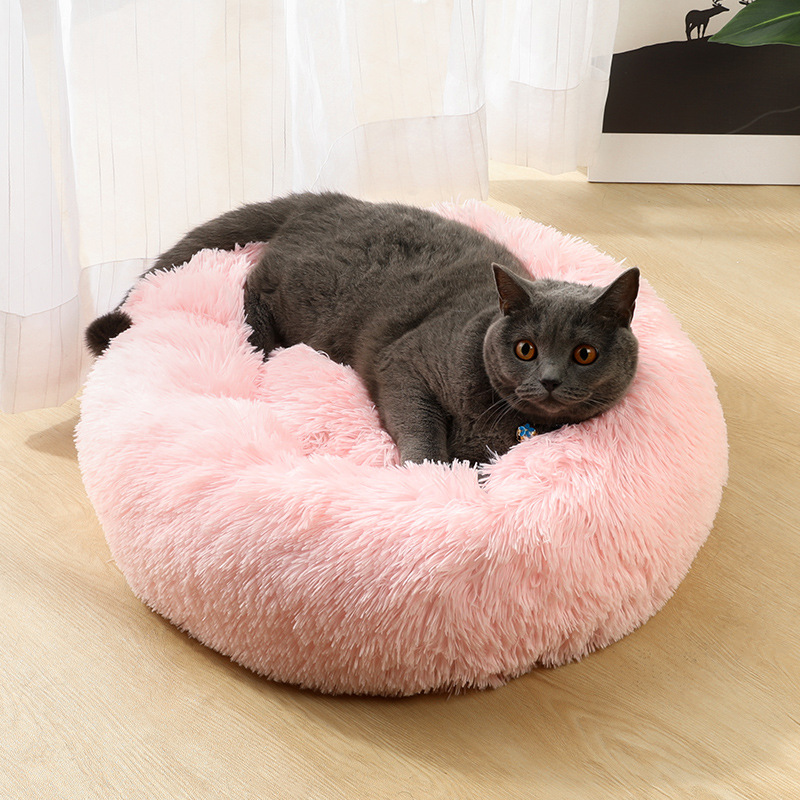 猫ベッド洗えるソフトペット小屋冬肥厚暖かいドーナツラウンドペ - Calming Dog Bed のレビューと価格