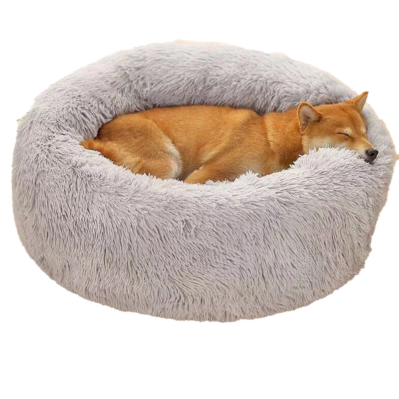 60cm/23.62インチの快適なストライプ柄の豪華なペット - Calming Dog Bed のレビューと価格