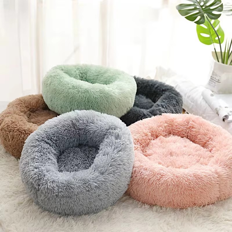 60cm/23.62インチの快適なストライプ柄の豪華なペット - Calming Dog Bed のレビューと価格