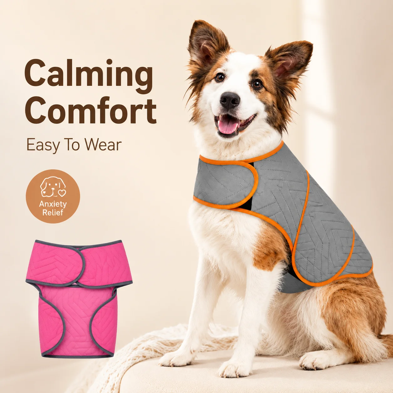 調節可能な犬用落ち着きベスト、穏やかな圧力で不安を和らげるラ - Dog Anxiety Vest のレビューと価格