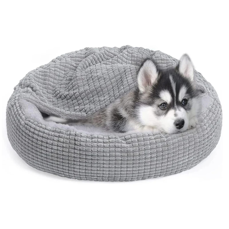丸型ペットベッド 犬猫子犬用ハウス 暖かいマット 冬用毛布  - Calming Dog Bed のレビューと価格