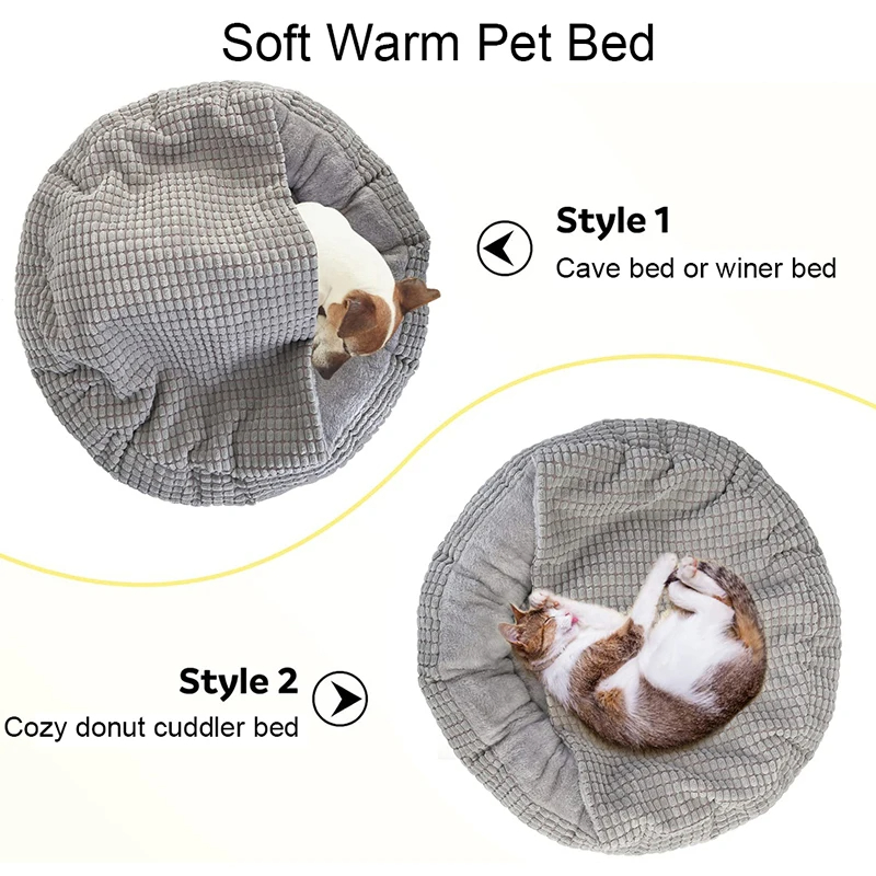 丸型ペットベッド 犬猫子犬用ハウス 暖かいマット 冬用毛布  - Calming Dog Bed のレビューと価格