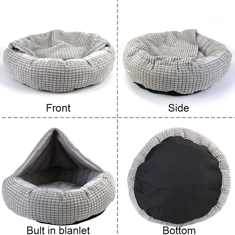 丸型ペットベッド 犬猫子犬用ハウス 暖かいマット 冬用毛布  - Calming Dog Bed のレビューと価格