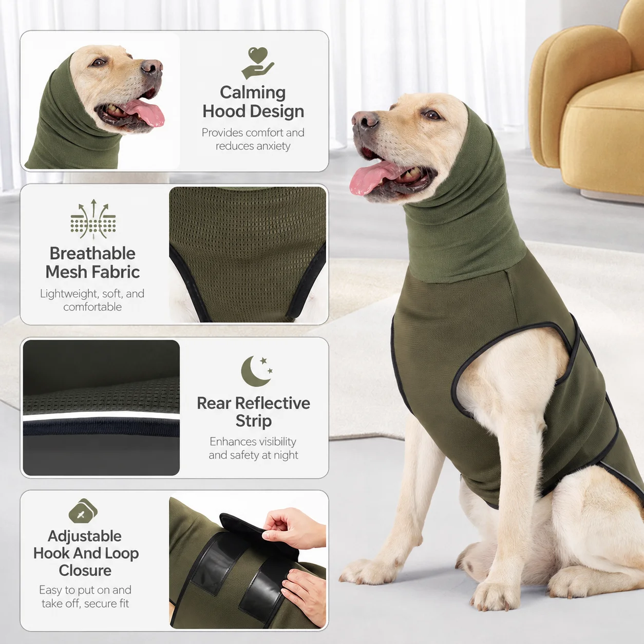 調節可能な犬用落ち着きシャツ、柔らかく伸縮性のある不安解消ベ - Dog Anxiety Vest のレビューと価格