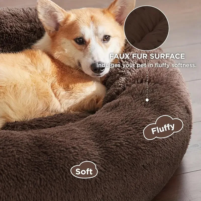 丸型ぬいぐるみ犬用ベッド 冬用暖かい猫用ベッド 洗えるペット - Calming Dog Bed のレビューと価格