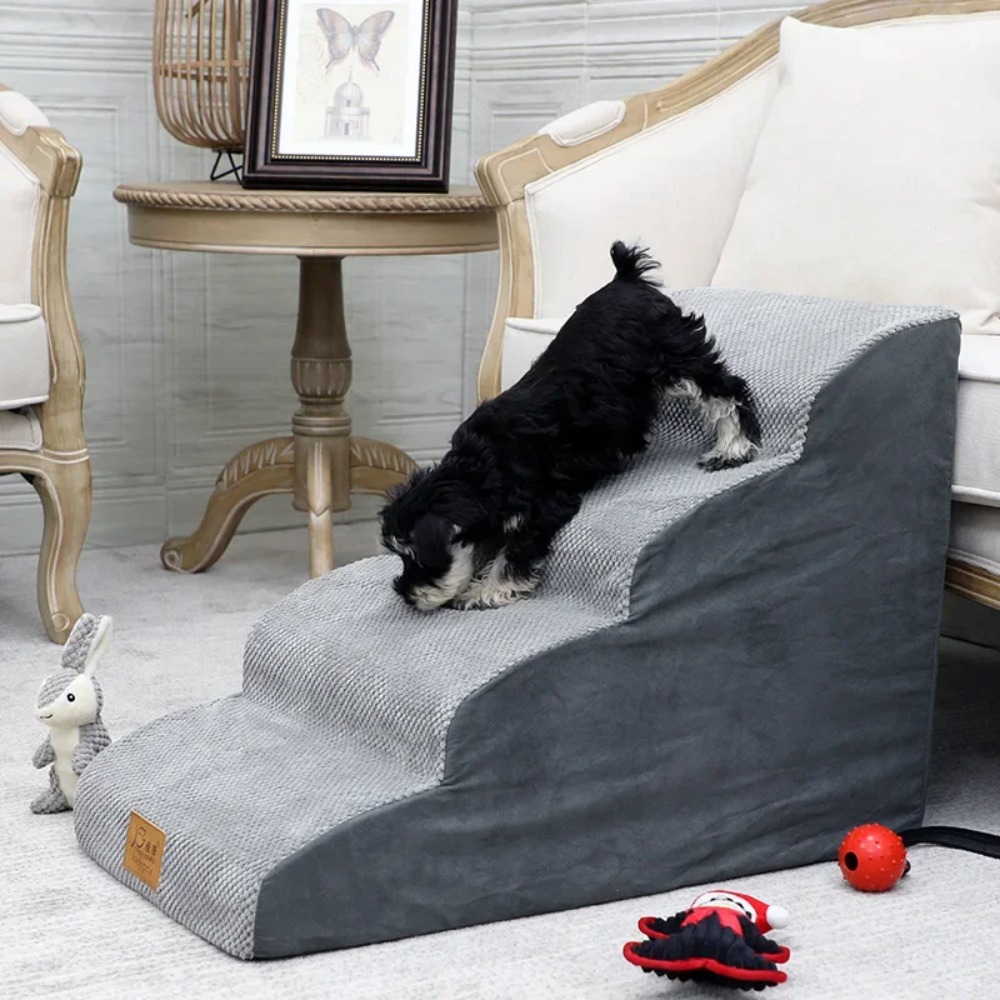小型犬と中型犬と猫用のペット用階段 4 層の簡単にアクセスで - Calming Dog Bed のレビューと価格
