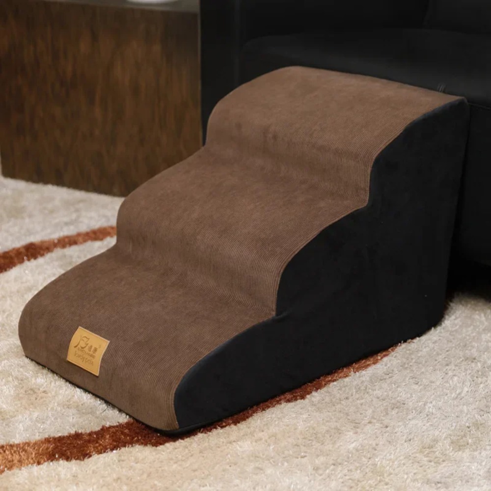 小型犬と中型犬と猫用のペット用階段 4 層の簡単にアクセスで - Calming Dog Bed のレビューと価格