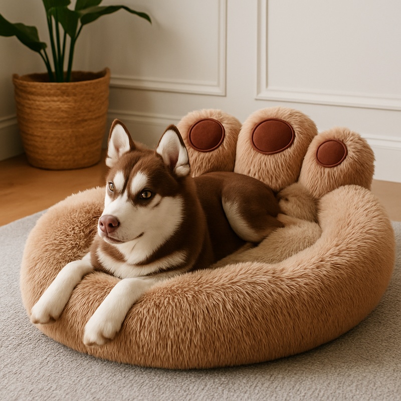 大型の柔らかいぬいぐるみペットクッションベッド、小型犬、猫、 - Calming Dog Bed のレビューと価格